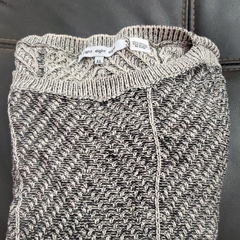 Eight Eight Eight Black and White Crew Neck Sweater